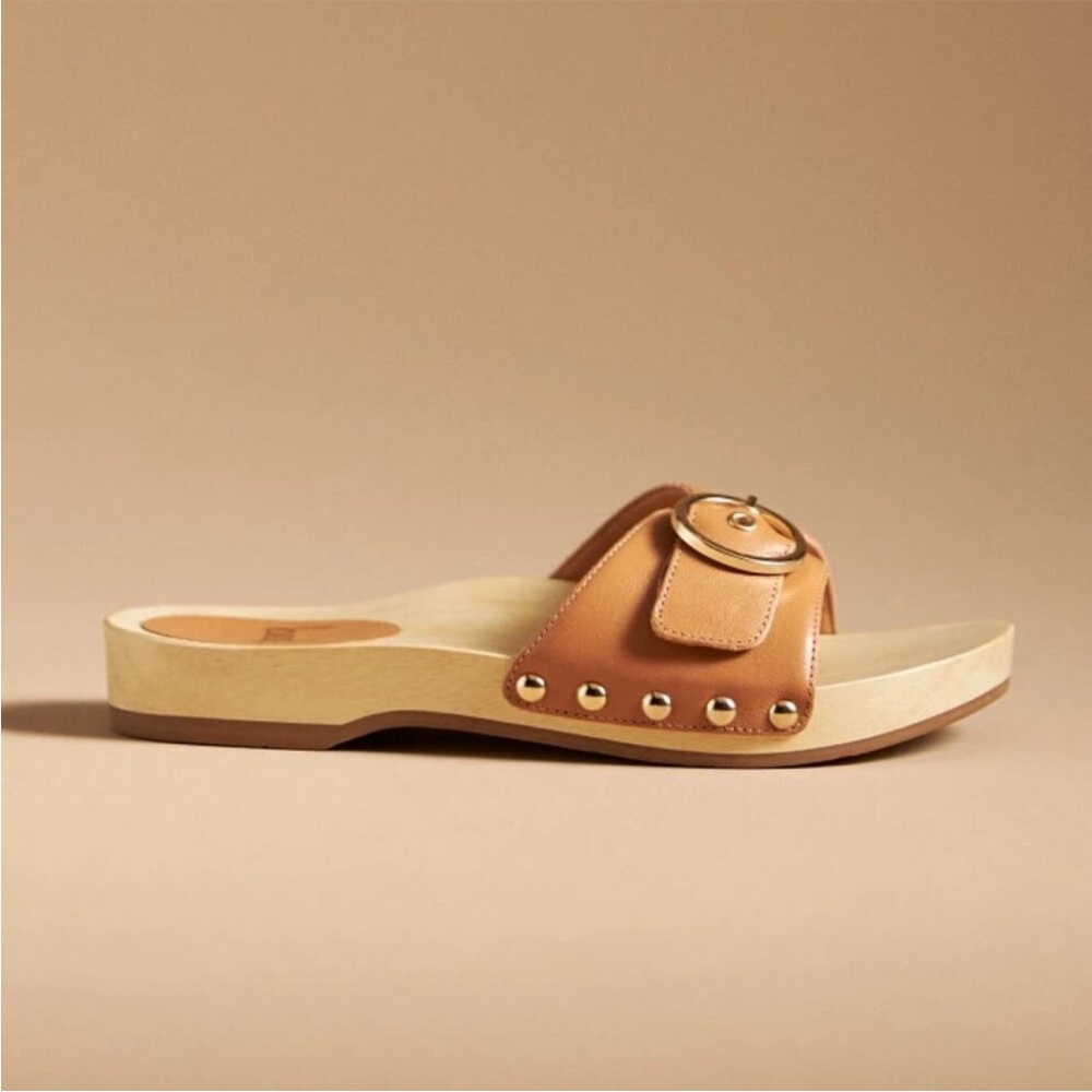 NEW BEEK Made In Brazil Leather Woodstar Buckle Sandals Honey size 8
